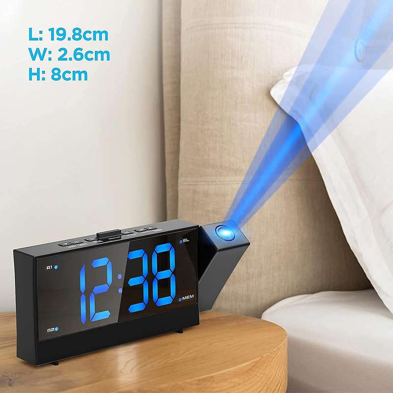 Projection Alarm Clock for Bedroom, Digital Alarm Clock Radio