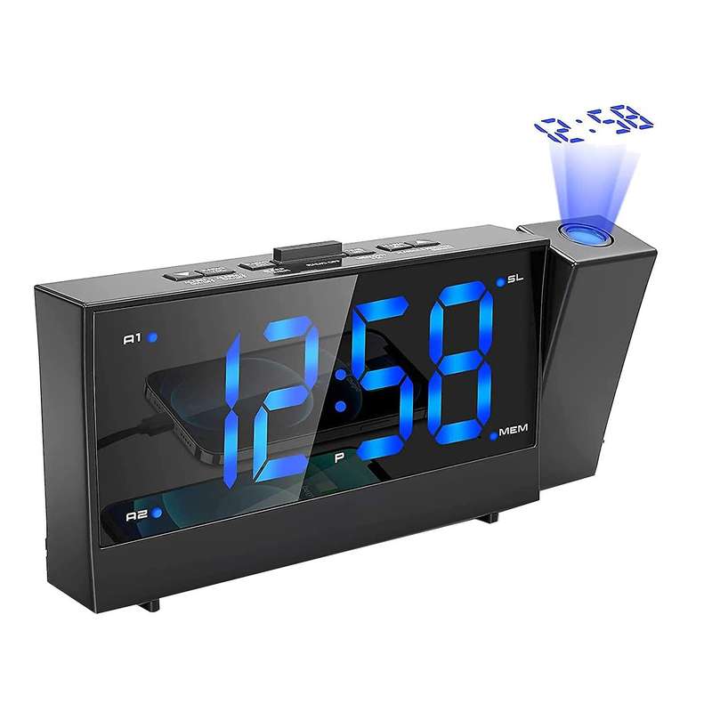 Projection Alarm Clock for Bedroom, Digital Alarm Clock Radio