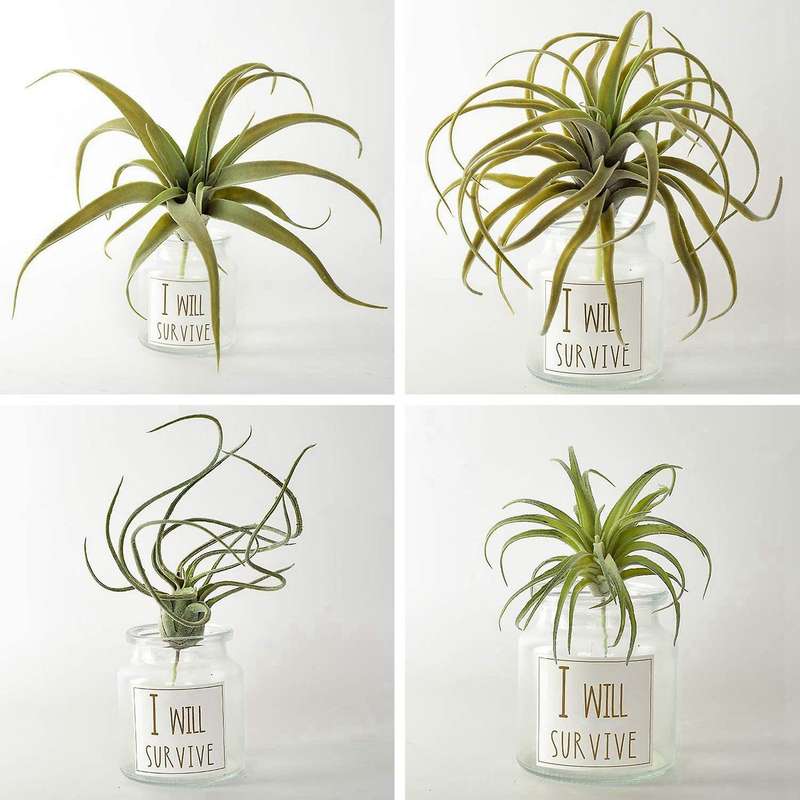 4 Pack Artificial Pineapple Grass Air Plants Fake Flocking Home Decor