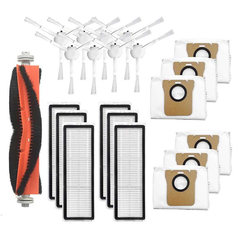 For Mijia Robot Main Brush + 8 Side Brushes + 6 Filters + 6 Dust Bags