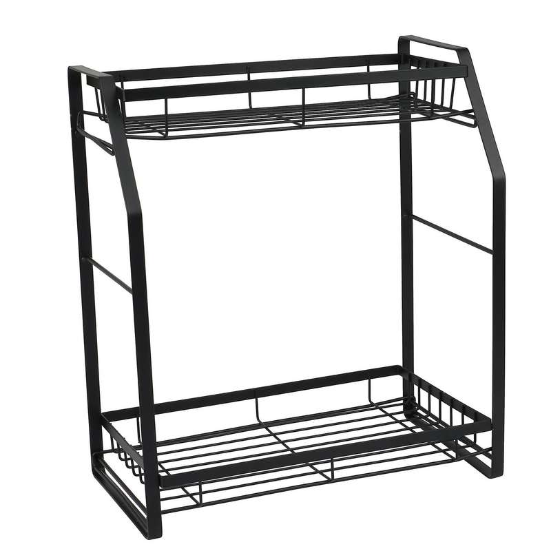 Spice Holder, 2 Tier Spice Rack Storage Rack for Seasoning Jars,black