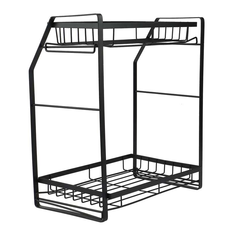 Spice Holder, 2 Tier Spice Rack Storage Rack for Seasoning Jars,black