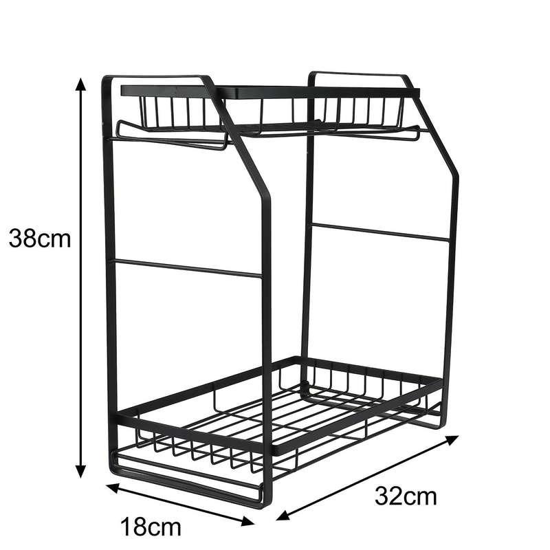 Spice Holder, 2 Tier Spice Rack Storage Rack for Seasoning Jars,black