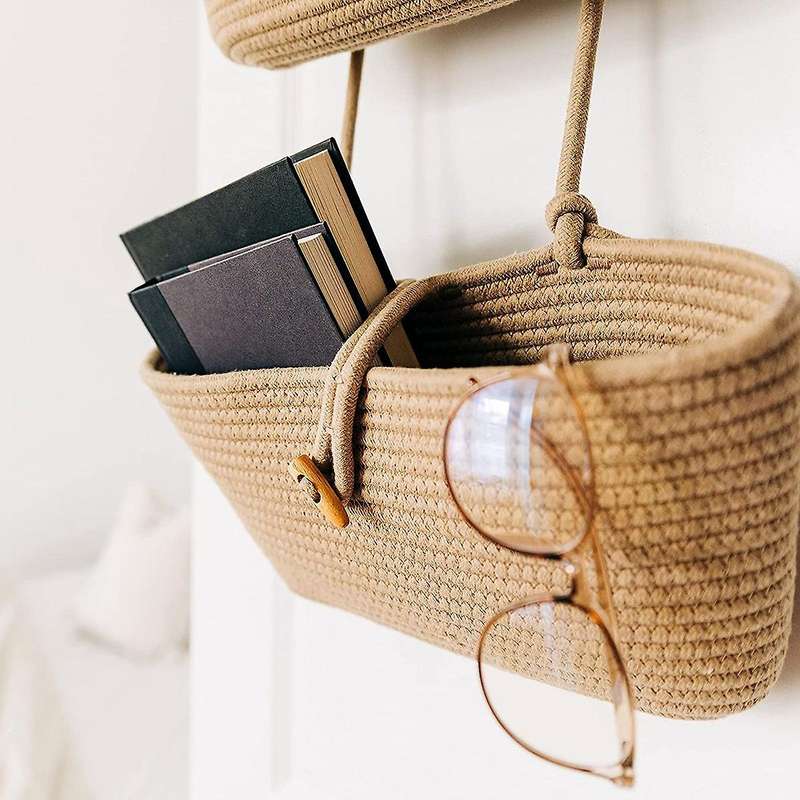 Rope Over The Door Basket 3-tier Wall Hanging Basket- Camel
