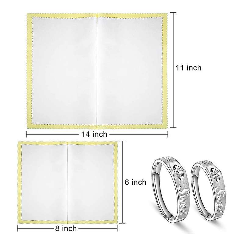 8pcs Large Jewelry Cleaning Cloths, 11x14inch and 6x8inch (yellow)