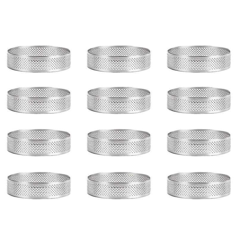 12 Pack Stainless Steel Tart Rings,perforated Cake Mousse Ring, 6cm