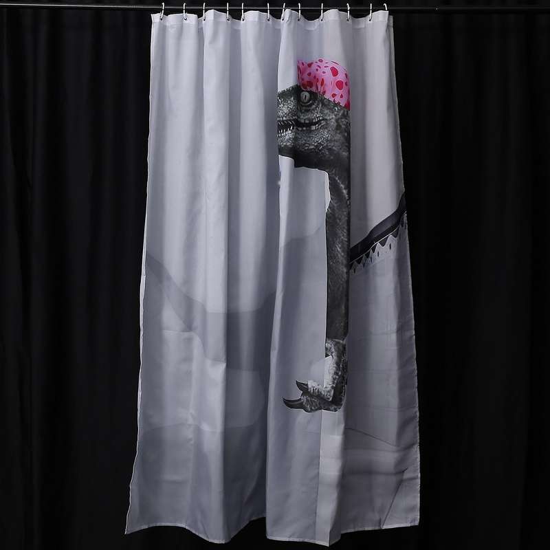 Lovely Bathing Dinosaur Print Curtain Shower Bath Curtain180x180cm