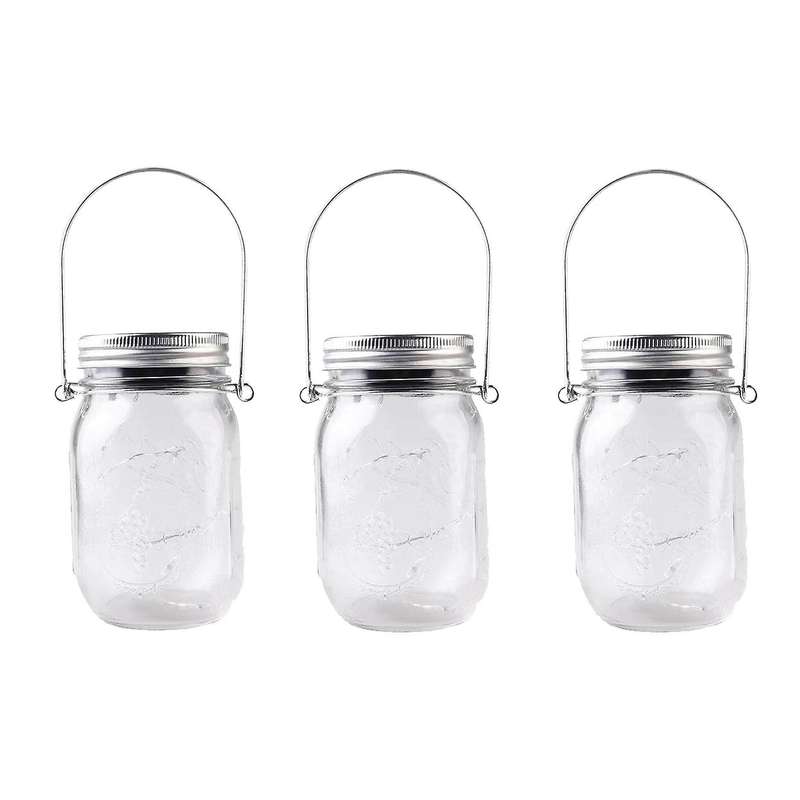 Solar Mason Lights- 3 Pieces 20 Led Solar Lantern (colorful-light)