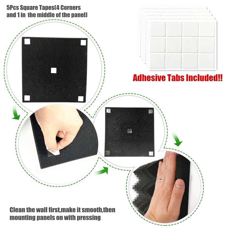 Studio Acoustic Foam Panels Drum Room Absorption Treatment with Tapes
