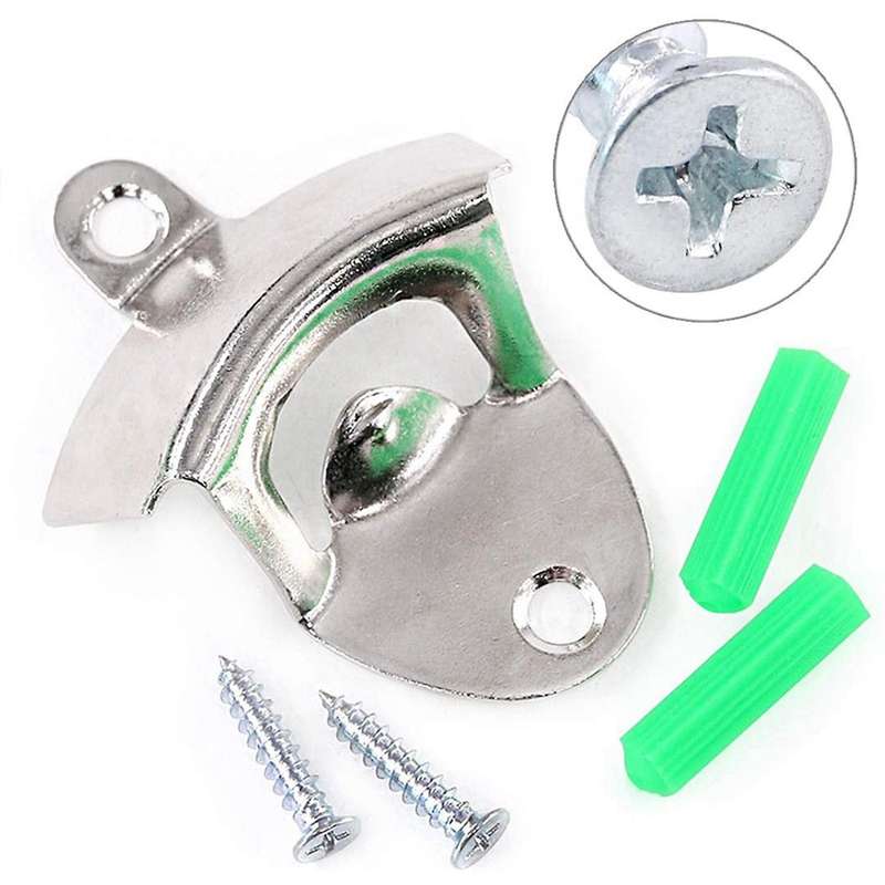 30pcs Silver Wall Mount Bottle Opener Kit with Screws, Bottle Opener