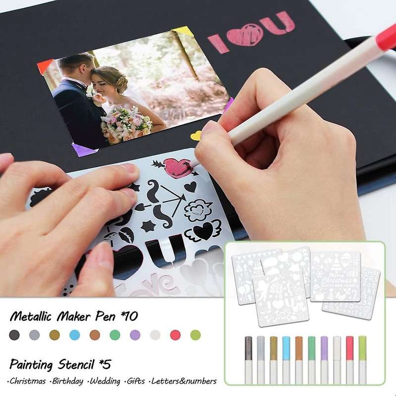 Photo Album Scrapbook,scrapbook Kit with 80 Pages Craft Paper(blue)