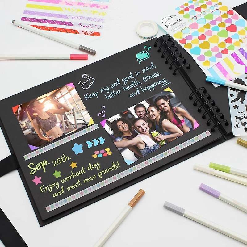 Photo Album Scrapbook,scrapbook Kit with 80 Pages Craft Paper(blue)