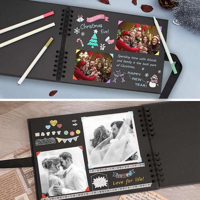 Photo Album Scrapbook,scrapbook Kit with 80 Pages Craft Paper(blue)