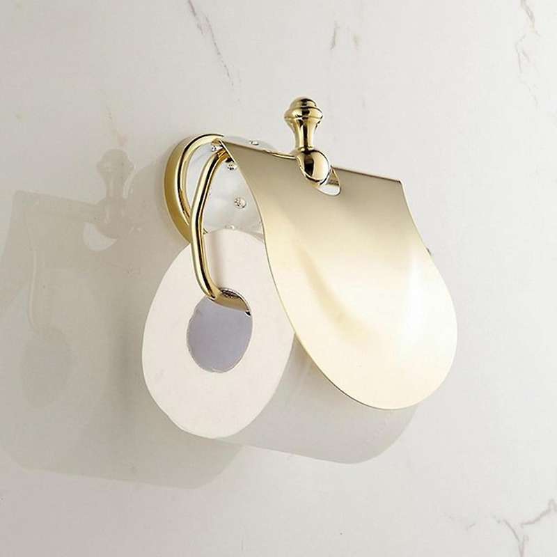 Tissue Hanger Bathroom Rolling Paper Holder Gold Wall Mount Hold