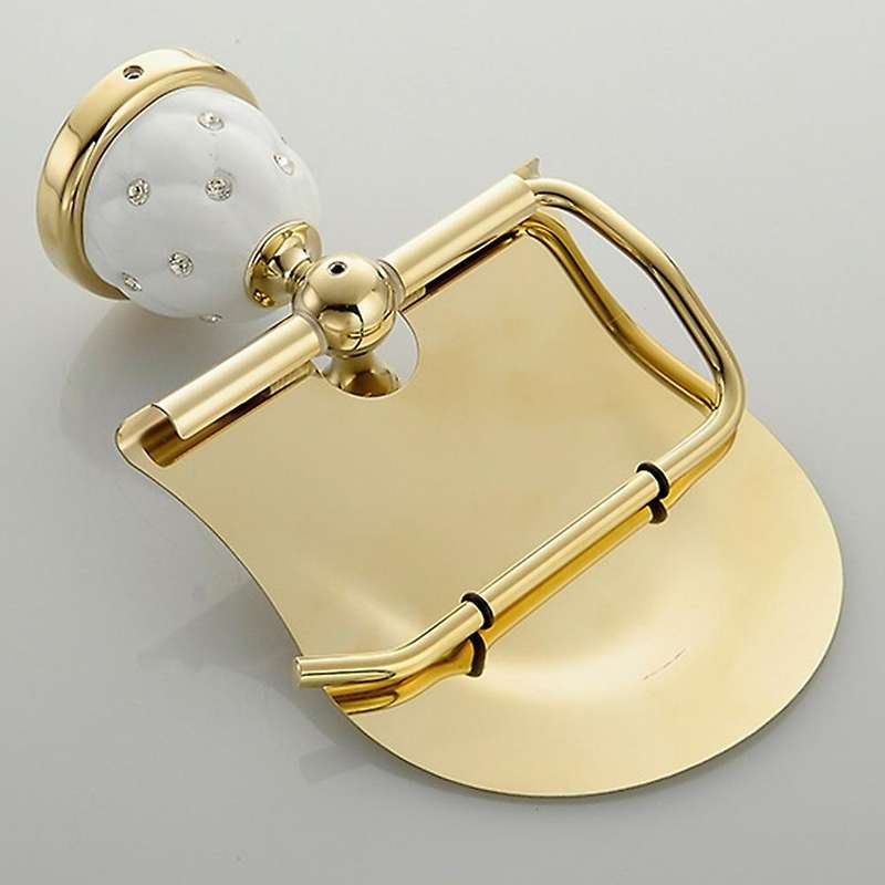 Tissue Hanger Bathroom Rolling Paper Holder Gold Wall Mount Hold