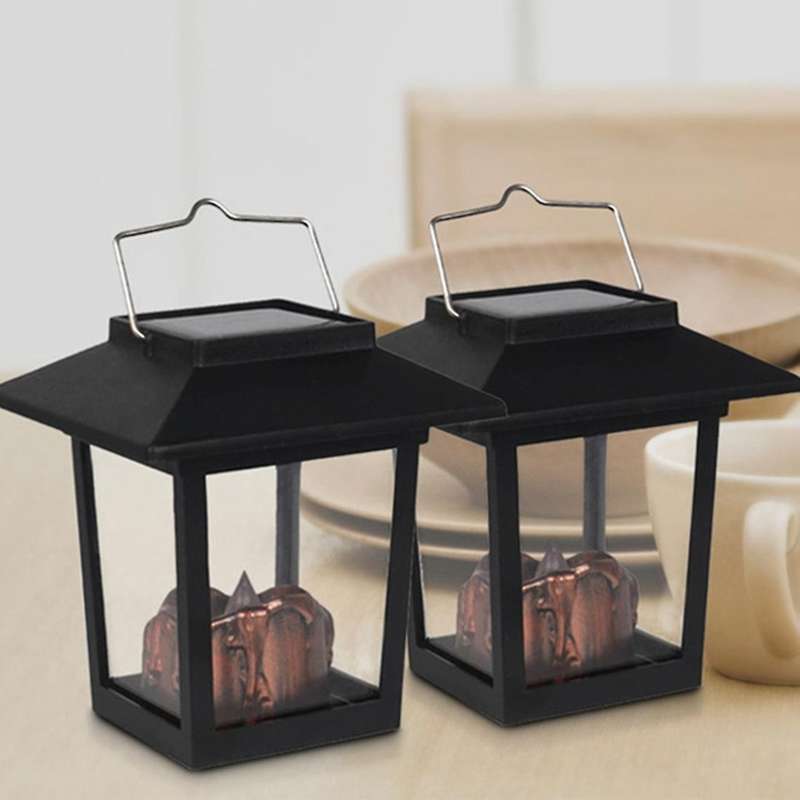 Yard Garden Led Retro Flickering Hanging Lantern Candle Bright
