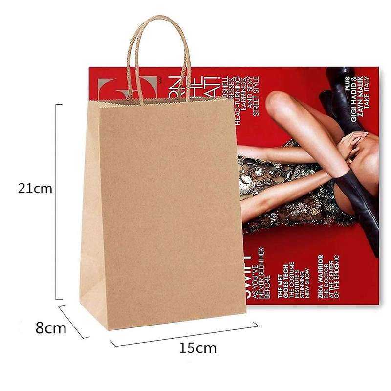 50pcs Brown Party Kraft Paper Bags for Celebrations 21x8x15cm