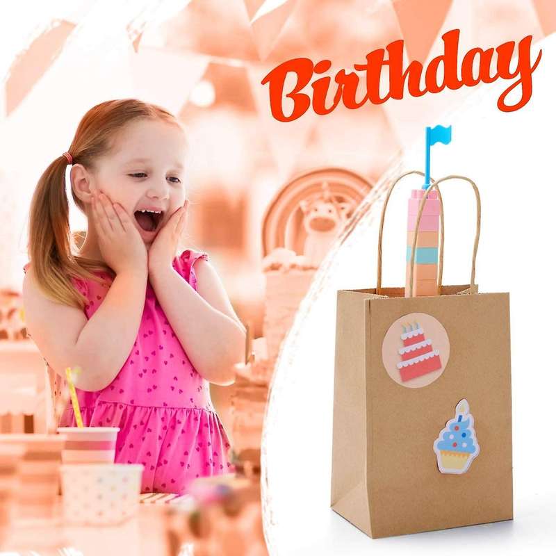 50pcs Brown Party Kraft Paper Bags for Celebrations 21x8x15cm