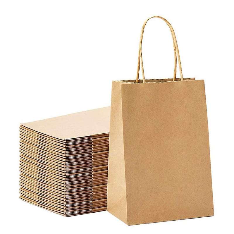 50pcs Brown Party Kraft Paper Bags for Celebrations 21x8x15cm
