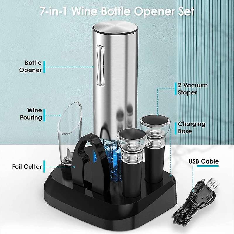 7-piece Electric Wine Bottle Opener Set,wine Gift Set for Wine Lovers