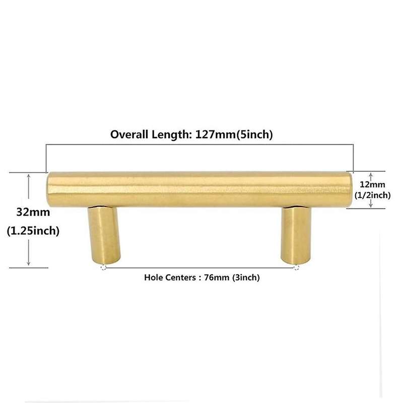 3in Hole Centers Brushed Cabinet Drawer T Bar Cupboard Door Handle