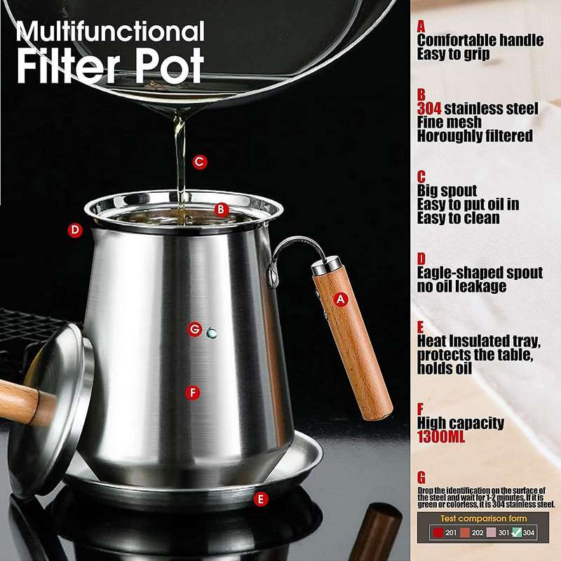 Oil Storage Can,wood Handle,for Coffee Juice Frying Oil