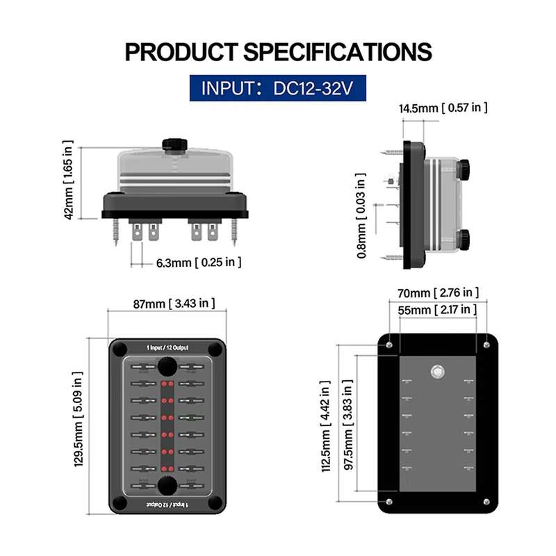 100a 12-way 1-in 12-out Ato Atc Fuse Vehicle Waterproof Fuse Box