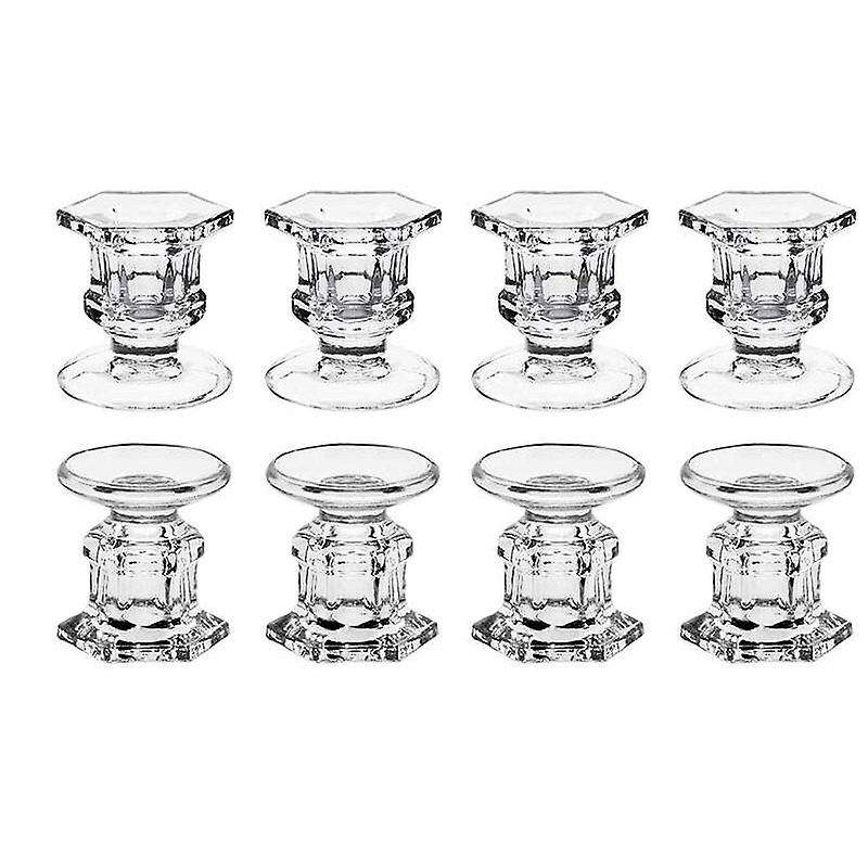 8pcs Glass Candle Holders Wedding Candlestick Fine Dining Home Decor