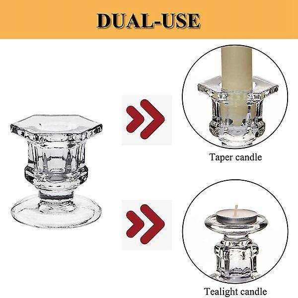 8pcs Glass Candle Holders Wedding Candlestick Fine Dining Home Decor