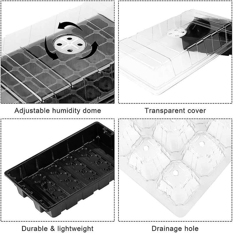 Greenhouse Seed Starter Seedling Trays Flower Plant Germination Black