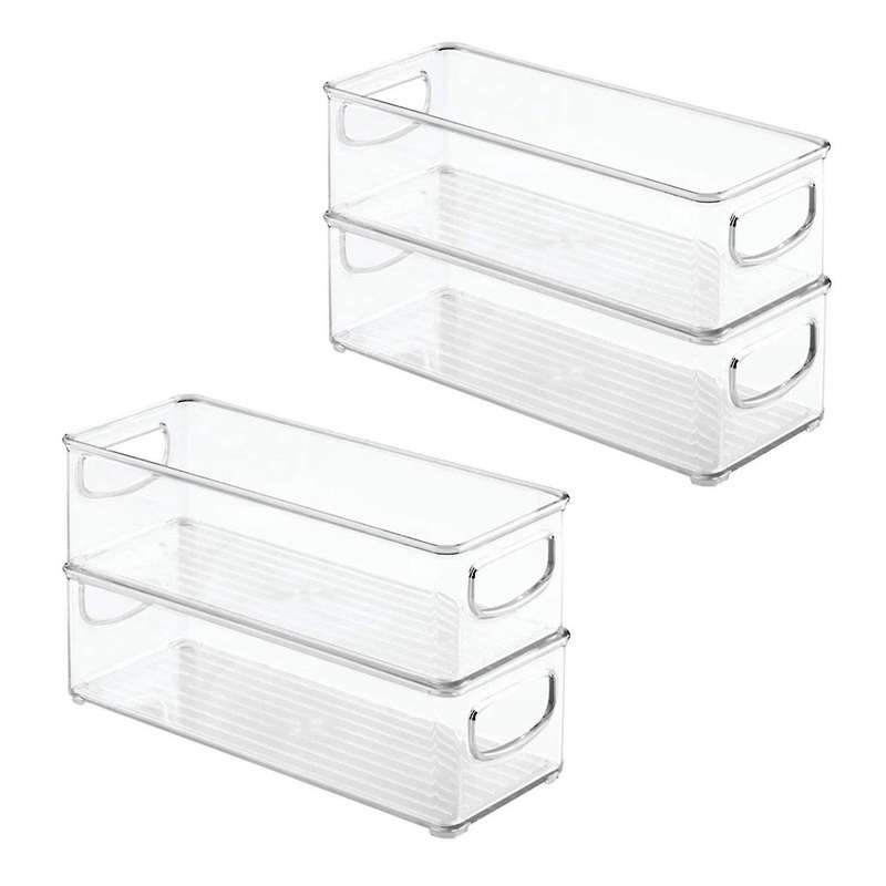 2pcs Stackable Plastic Food Storage Bin with Handles - Organizer