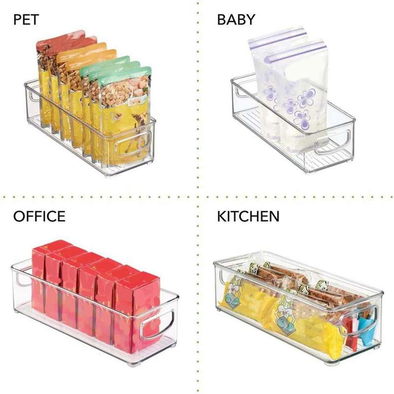 2pcs Stackable Plastic Food Storage Bin with Handles - Organizer
