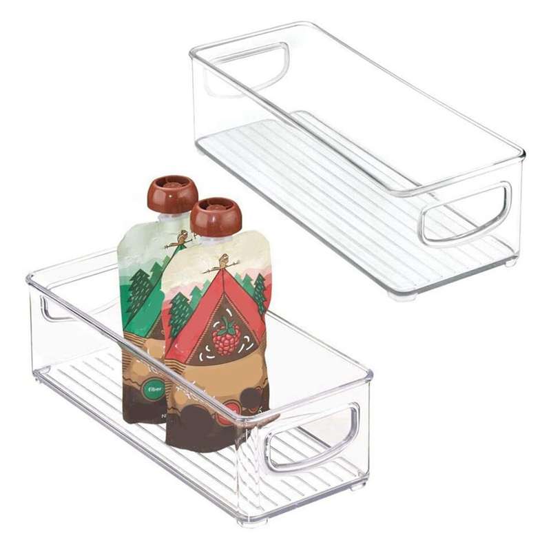 2pcs Stackable Plastic Food Storage Bin with Handles - Organizer