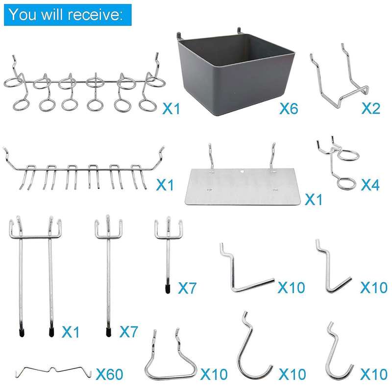 140 Pcs15 Different Types Of Pegboard Hooks, for Organizing Tools
