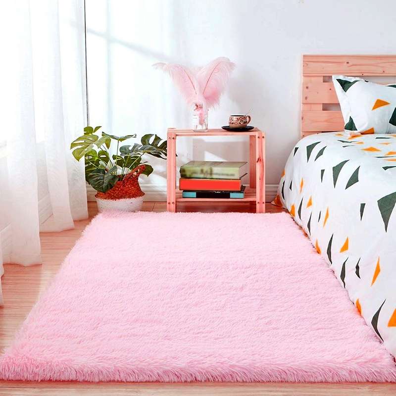 Fluffy Rugs for Bedroom,with Backing Non-slip Points(4x6 Feet,pink)