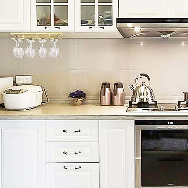 Wine Glasses Rack Wire Storage Hanger for Kitchen Bar Pub (4 Rows)