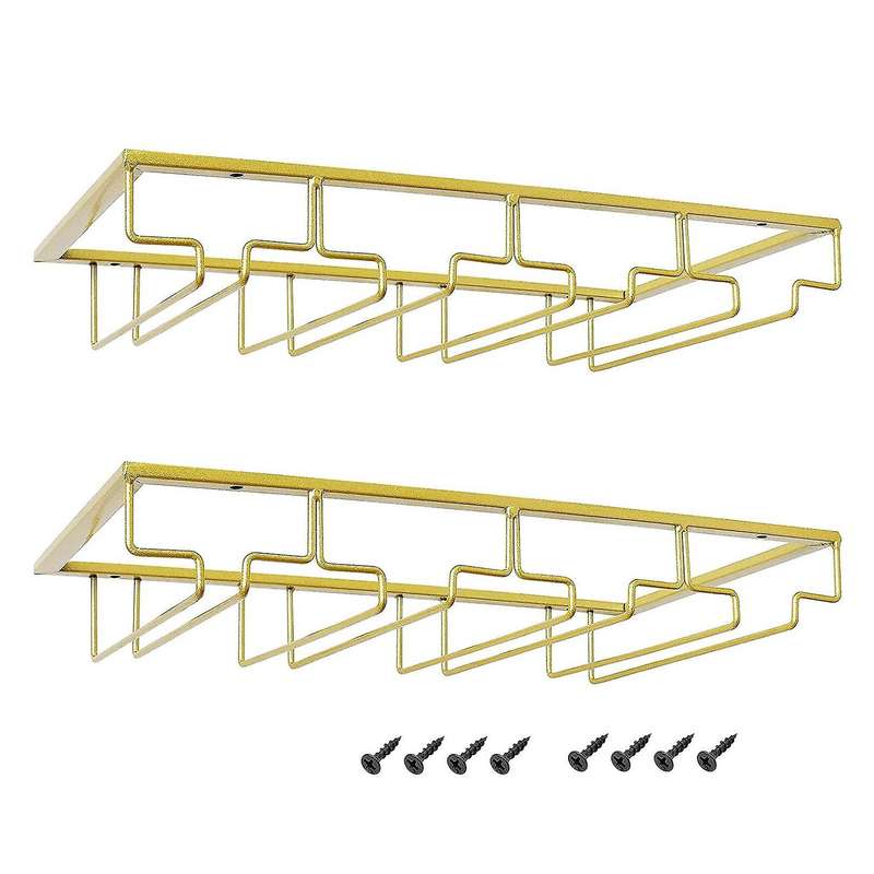 Wine Glasses Rack Wire Storage Hanger for Kitchen Bar Pub (4 Rows)