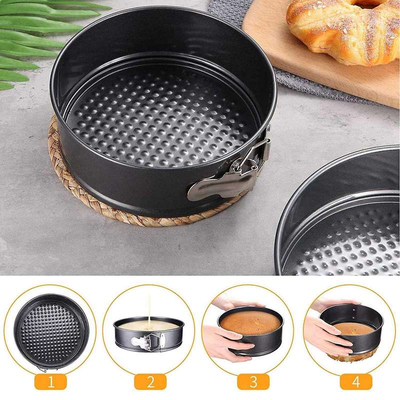 4pcs/set Cake Pan for Baking Removable Bottom Non-stick Springform