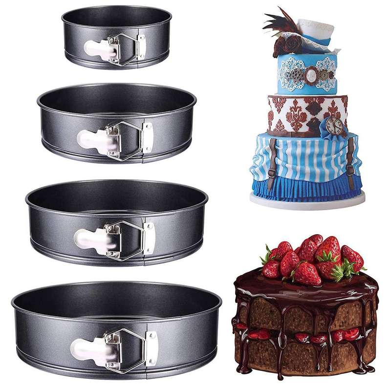 4pcs/set Cake Pan for Baking Removable Bottom Non-stick Springform