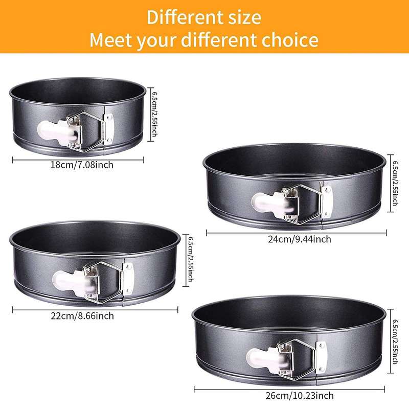 4pcs/set Cake Pan for Baking Removable Bottom Non-stick Springform