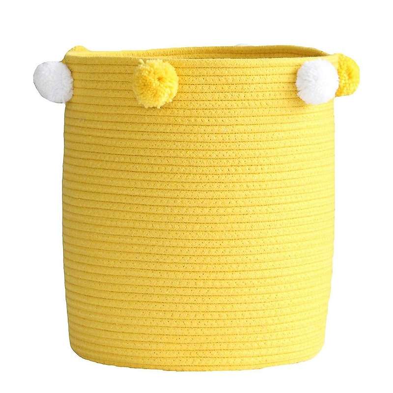 Multi Purpose Laundry Basket Hand Woven for Sundries Storage Yellow
