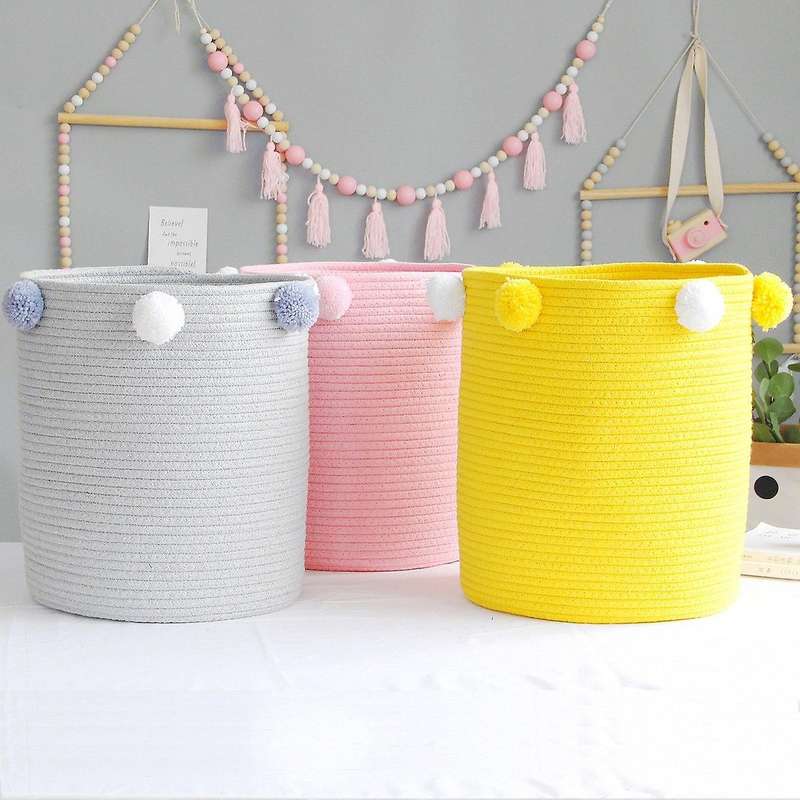 Multi Purpose Laundry Basket Hand Woven for Sundries Storage Grey