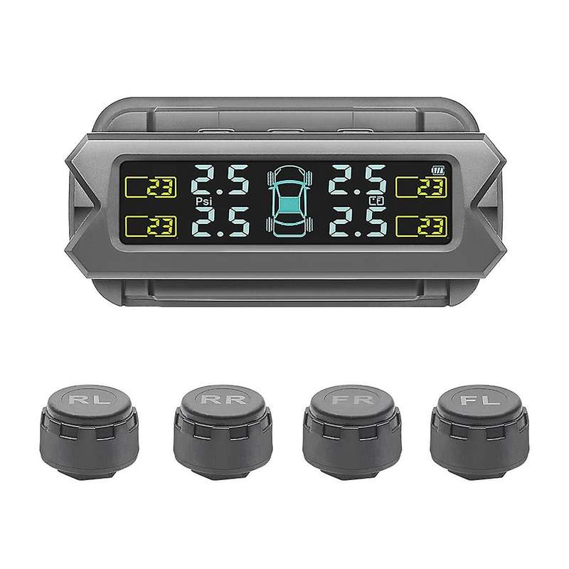 Solar Tpms Tire Pressure Monitoring System Warning 4 External Sensors