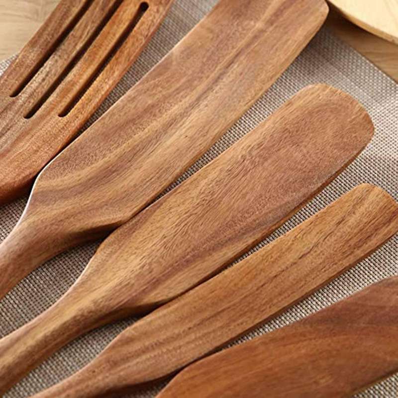 Wooden Spurtles Set(10pcs) - Non Stick Cookware for Stirring & Mixing