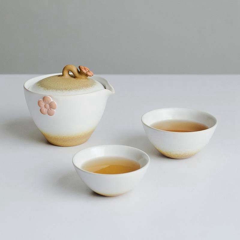 1 Teapot 2 Cups for Female Ceramic Kung Fu Blossom Home Teaware C