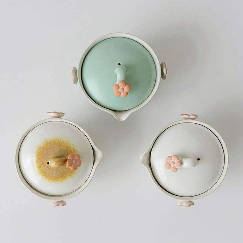 1 Teapot 2 Cups for Female Ceramic Kung Fu Blossom Home Teaware C