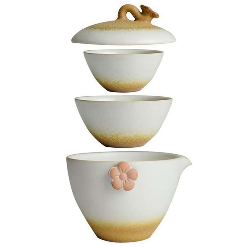 1 Teapot 2 Cups for Female Ceramic Kung Fu Blossom Home Teaware C
