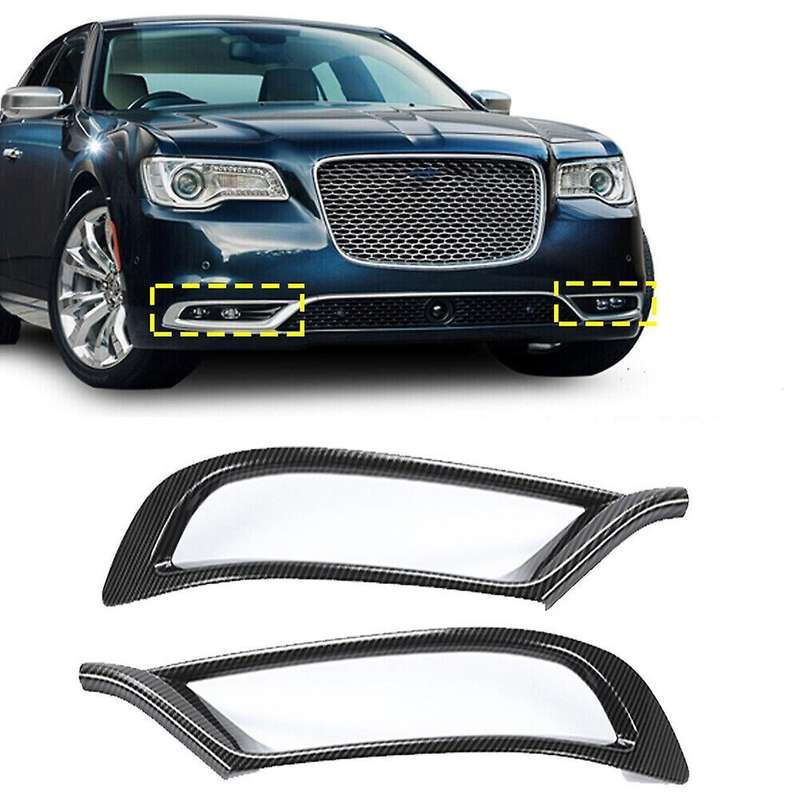 Front Fog Light Lamp Cover Trim for Chrysler 300c, Abs Carbon Fiber