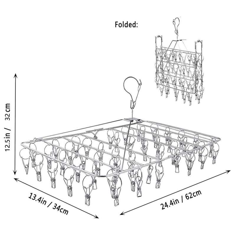Clothes Drying Rack, 52 Clips Stainless Steel Laundry Folding Hanger