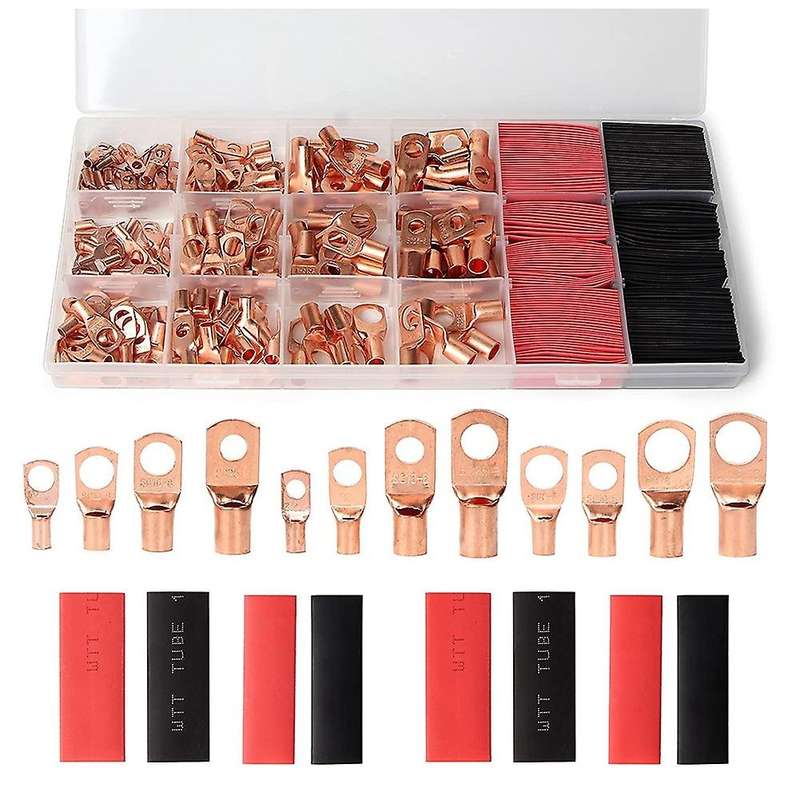 170pcs Copper Battery Cable Ends+180 Heat Shrinkable Tubes Connectors
